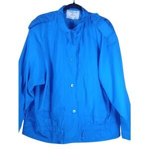 Vintage 80s Mulberry Street Blue Oversized Windbreaker Jacket Women's Size Large